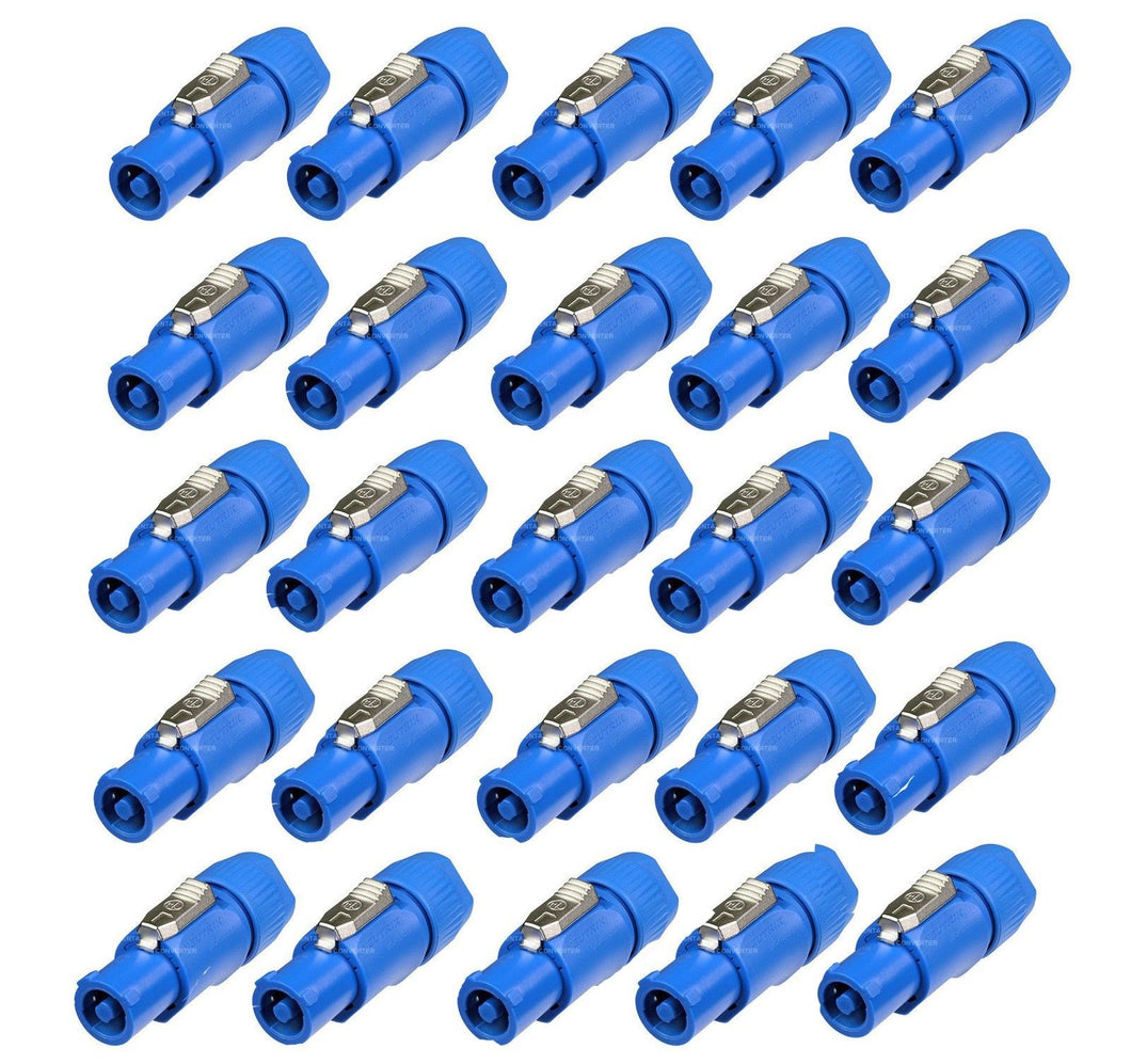 (25 PACK) NEUTRIK NAC3FCA 20A POWERCON (BLUE) Power In Locking Cable Mount