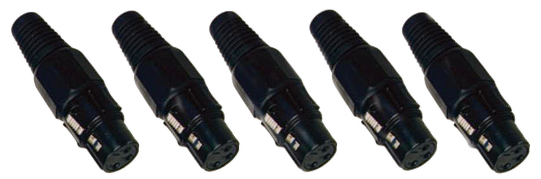 (5 PACK) PROCRAFT PC-TX003 3-Pin Female XLR Lo-Z Cable Mount Connector - BLACK