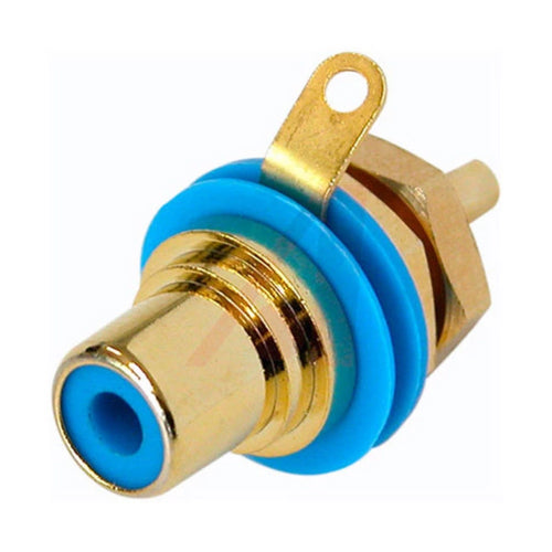 REAN NYS367-6 RCA Panel Mount Jack w/ Gold Plated Contacts - BLUE INSERT