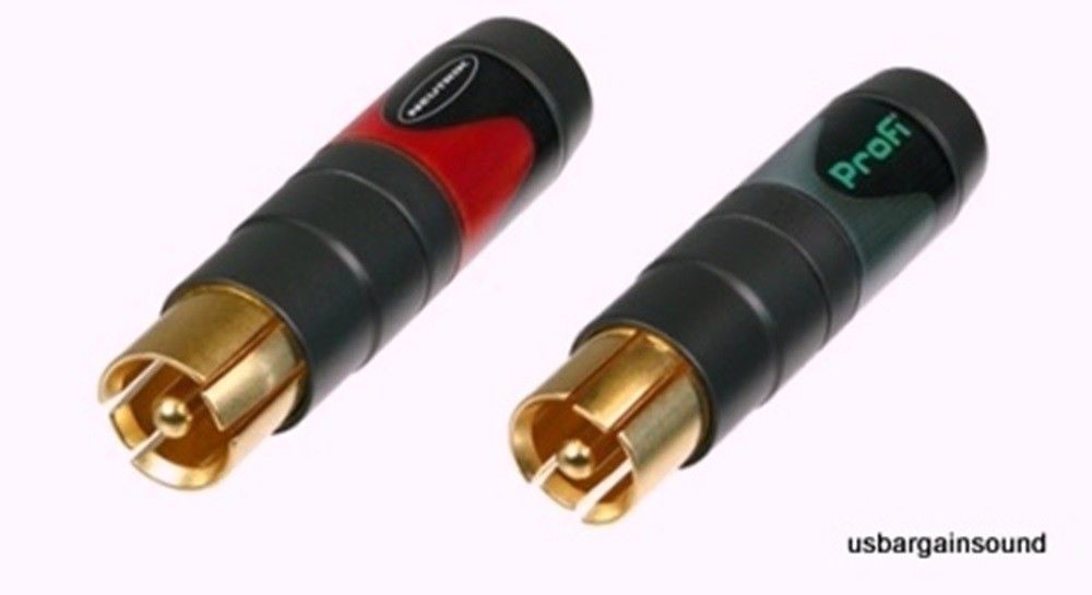 (One Pair) Neutrik NF2C-B/2  PROFI Phono RCA Plugs  Marked Red and Black