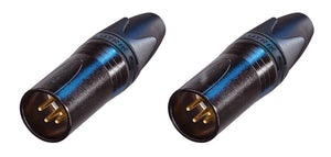 (2 PACK) NEUTRIK NC4MXX-B 4-Pin XLR Male Cable Mnt Connector - Black w/Gold Pins