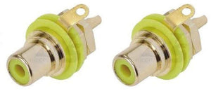 (2 PACK) REAN NYS367-4 RCA Panel Mount Jack w/ Gold Plated Contacts - YELLOW
