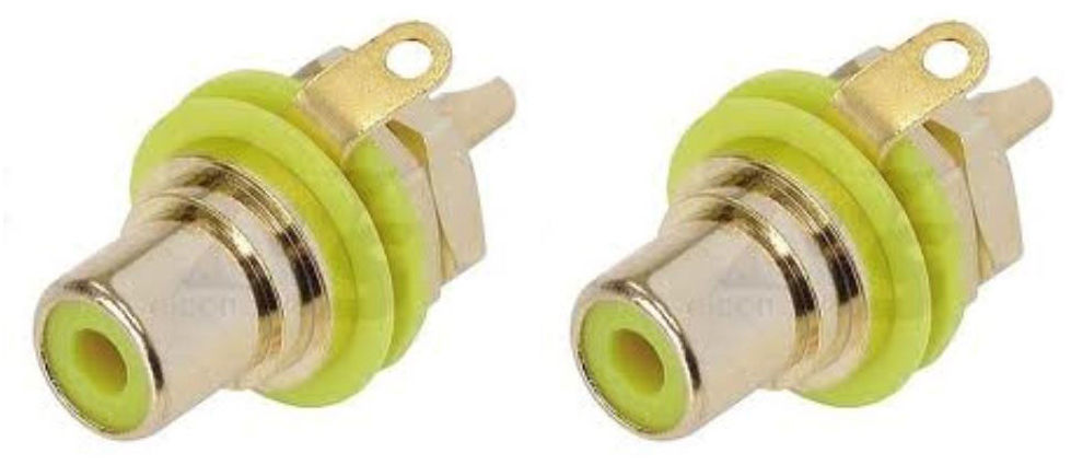 (2 PACK) REAN NYS367-4 RCA Panel Mount Jack w/ Gold Plated Contacts - YELLOW