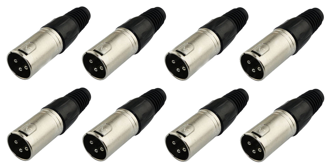 (8 PACK) PROCRAFT PC-TX004 3-Pin Male XLR Lo-Z Cable Mount Connector - NICKEL