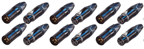 (6 EACH) NEUTRIK NC3MXX-B 3-Pin XLRM & NC3FXX-B 3-PIN XLRF Cable Mount-Black
