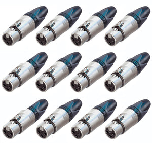 (12 PACK) NEUTRIK NC3FXX 3-Pin XLR Female Cable Mount Connector - Nickel Shell
