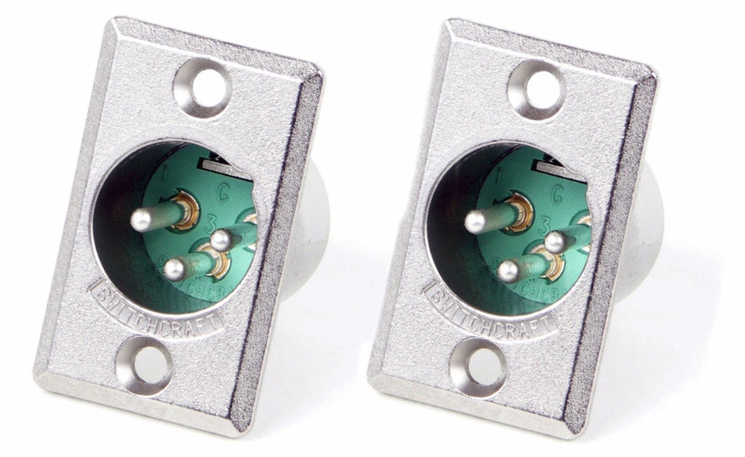 (2 Pack) Switchcraft D3M  Male XLR 3 Pin Chassis Panel Mt Connector, Solder Tabs