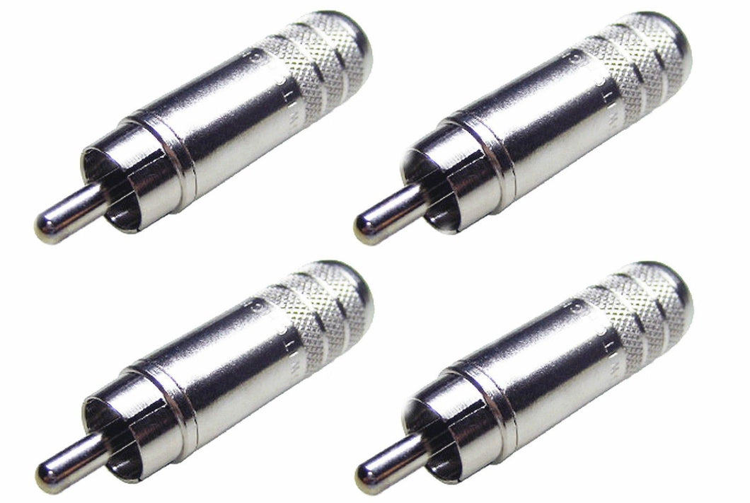 (4 Pack) Switchcraft 3502A Long Body Cable End RCA Male Plug, Solder Terminals