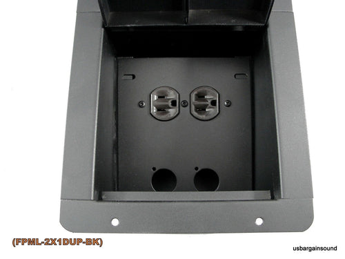 PROCRAFT FPMU-1DUP2X-BK Recessed Stage Pocket / Floor Box 1 AC + 2 