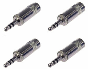 (4 PACK) REAN NYS231L 3.5mm (1/8") TRS / Stereo Cable Mount Plug - NICKEL