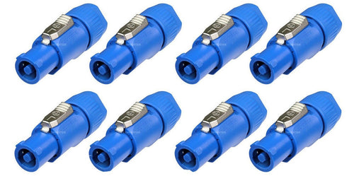 (8 PACK) NEUTRIK NAC3FCA 20A POWERCON (BLUE) Power In Locking Cable Mount