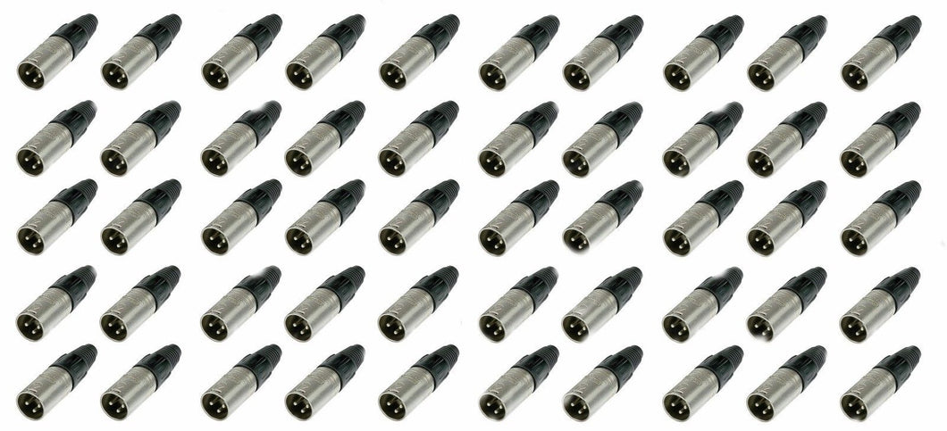 (50 PACK) NEUTRIK NC3MX 3-Pin XLR Male Cable Mount Connector - Nickel Shell