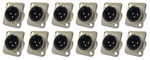 (12 PACK) PROCRAFT PXLRMP "D" Type Panel Mount XLRM Connector w/ Nickel Shell