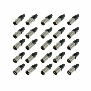 (25 PACK) NEUTRIK NC3MX 3-Pin XLR Male Cable Mount Connector - Nickel Shell