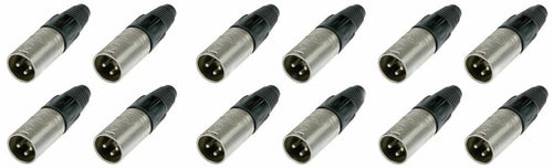 (12 PACK) NEUTRIK NC3MX 3-Pin XLR Male Cable Mount Connector - Nickel Shell