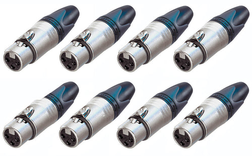 (8 PACK) NEUTRIK NC3FXX 3-Pin XLR Female Cable Mount Connector - Nickel Shell