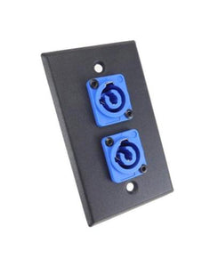 PROCRAFT SPL-240-BK 1 Gang Black Wall Plate w/ 2) 20A Blue Power-In Connectors