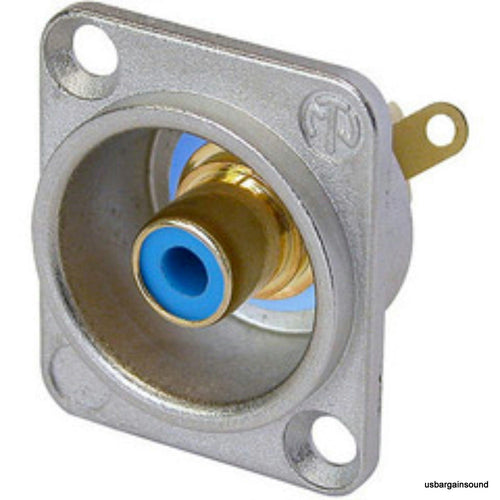 Neutrik NF2D-6 Phono RCA Socket - Nickel Panel D-shape w/Colored Washer - Blue