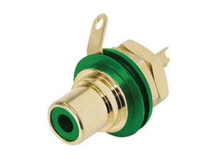 REAN NYS367-5 RCA Panel Mount Jack w/ Gold Plated Contacts - GREEN INSERT