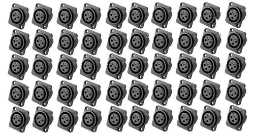 (50 PACK) NEUTRIK NC3FPP 3-PIN XLR Female Panel Mount Non-Latching Nylon Jack