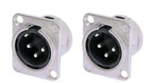 2 Pack- Neutrik NC3MD-L-1  3 Pole Male XLR Panel Connector Nickel Silver Contact