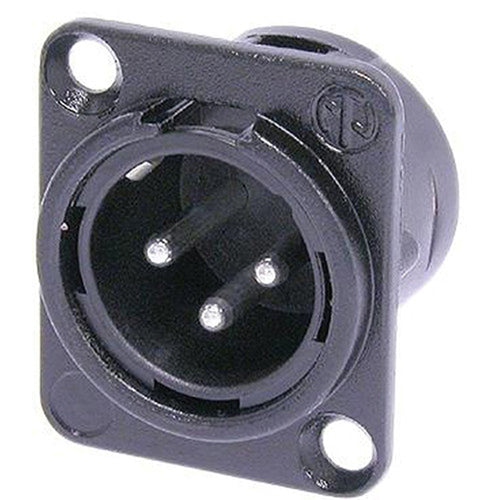 Neutrik NC3MD-L-BAG-1  Male 3 Pin XLR Chassis Panel-Black Case w/Silver Contacts