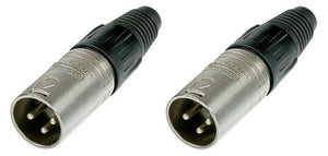 (2 PACK) NEUTRIK NC3MX 3-Pin XLR Male Cable Mount Connector - Nickel Shell