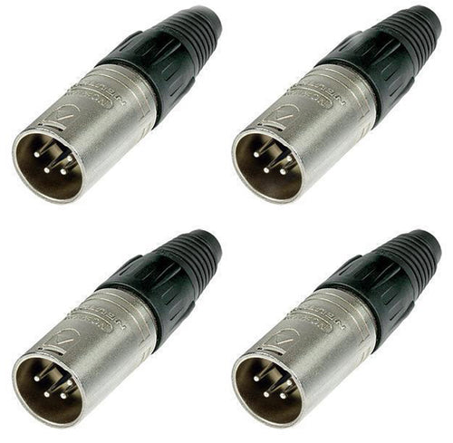 4 New Neutrik NC4MX XLR 4-Pin Male Plug Cable Connector Nickel w/ Silver Contact