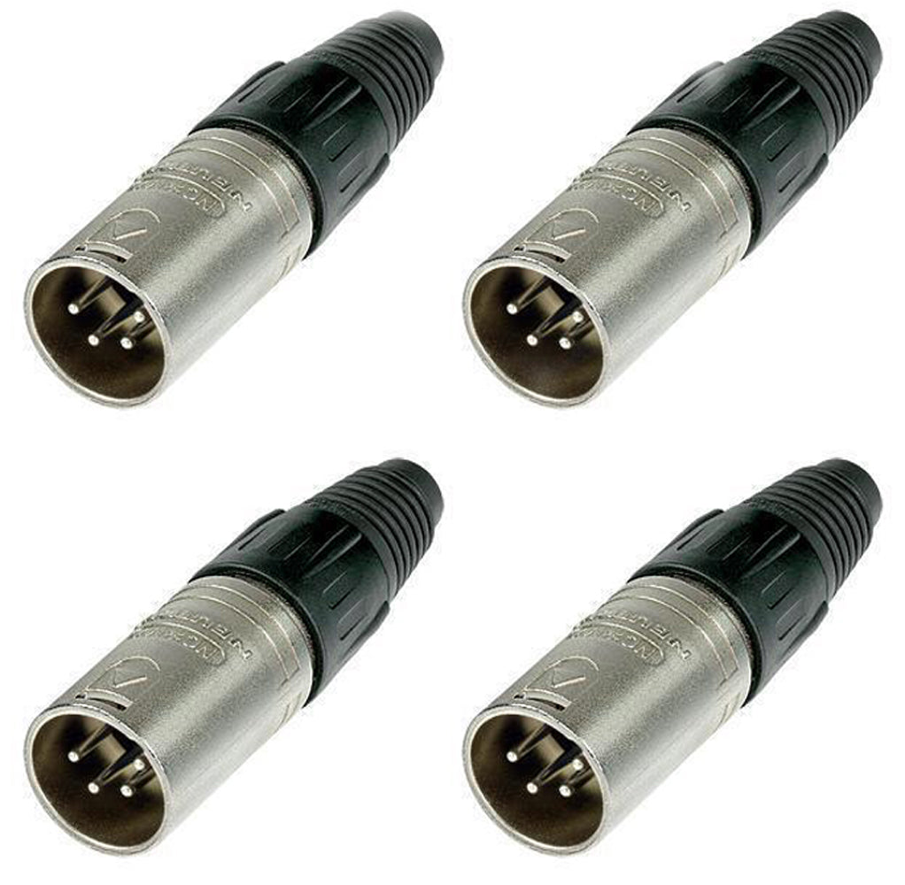 4 New Neutrik NC4MX XLR 4-Pin Male Plug Cable Connector Nickel w/ Silver Contact