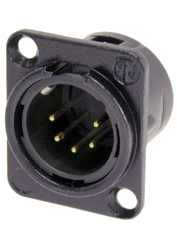 New Neutrik NC5MD-L-B-1  XLR 5 Pin Male DMX Lighting Jack, Black w/Gold Contacts