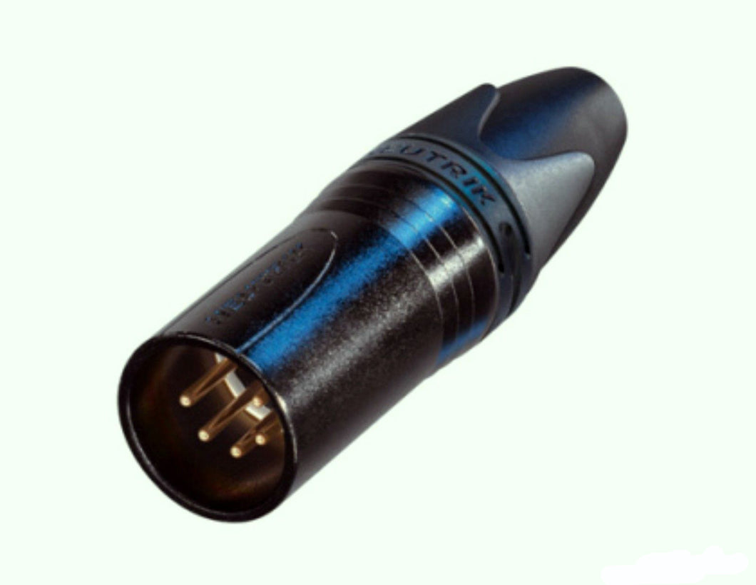 Genuine Neutrik NC5MXX-B 5 Pin DMX Male Plug XLR Cable Connector Black / Gold