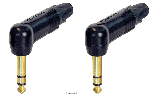 2 - Neutrik NP3RX-B Stereo Right Angle 1/4 Inch Plug Gold Contacts & Black Shell