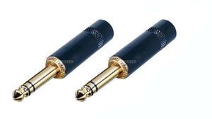 (2 PACK) REAN / NEUTRIK NYS228BG 1/4" Black TRS Stereo Cable Plug w/Gold Contacts