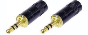 2 Neutrik Rean NYS231BG 3.5mm 3-Pole 1/8" Stereo Aux Gold / Black Headphone Plug