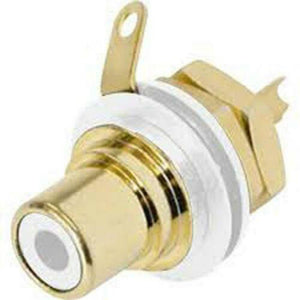 REAN NYS367-9 RCA Panel Mount Jack w/ Gold Plated Contacts - WHITE INSERT