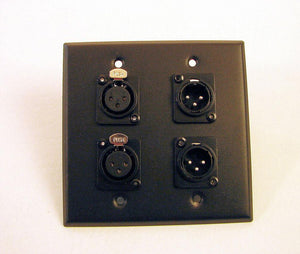 ProCraft SS 2 Gang Black Plate Two Female - Two Male  XLR's Mic Input / Output