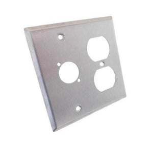 NEW ProCraft Stainless Steel 2 Gang Wall Plate/ AC Duplex 1 XLR "D" Style Hole