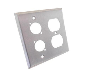 NEW ProCraft Stainless Steel 2 Gang Wall Plate/ AC Duplex 2 XLR "D" Style Hole