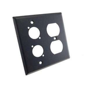 ProCraft Stainless Steel Black 2 Gang Wall Plate/ AC Duplex 2 XLR "D" Style Hole