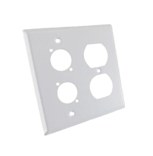 ProCraft Stainless Steel White 2 Gang Wall Plate/ AC Duplex 2 XLR 