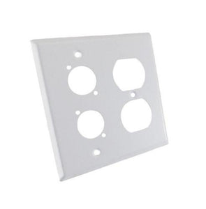 ProCraft Stainless Steel White 2 Gang Wall Plate/ AC Duplex 2 XLR "D" Style Hole