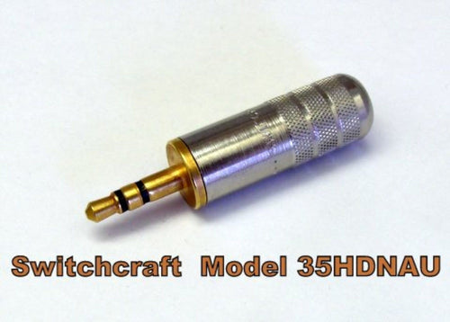 Genuine Switchcraft 35HDNAU 3.5mm Stereo Plug with Nickel Handle & Gold Finger