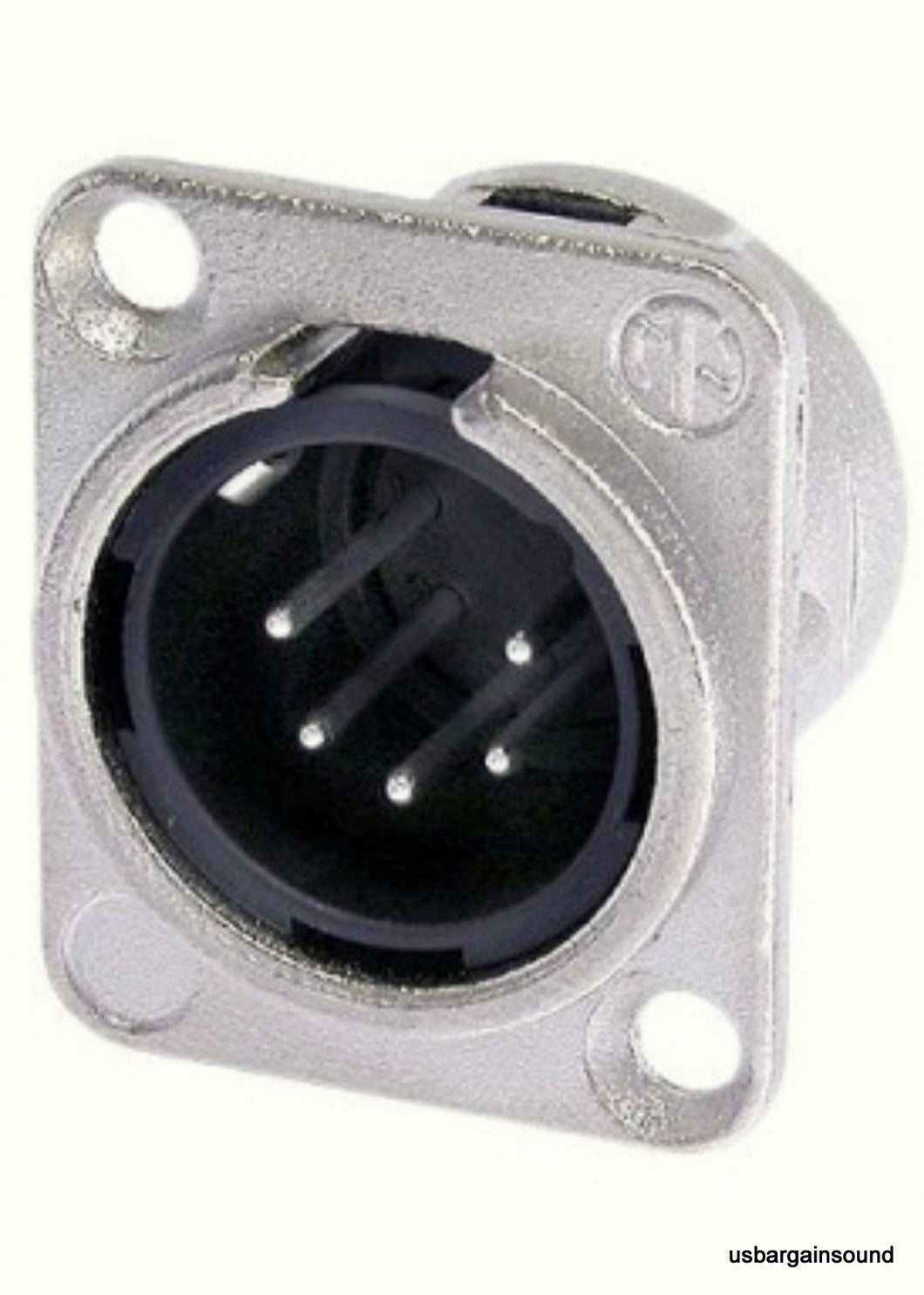 Neutrik NC5MD-L-1 5 Pin Male XLR DMX Lighting Jack - Nickel w/ Silver Contacts