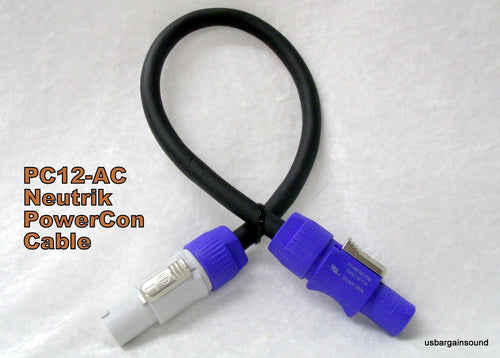 ProCraft 1' PowerCon Cable PC12-AC-1 Neutrik NAC3FCA to NAC3FCB Locking AC USA