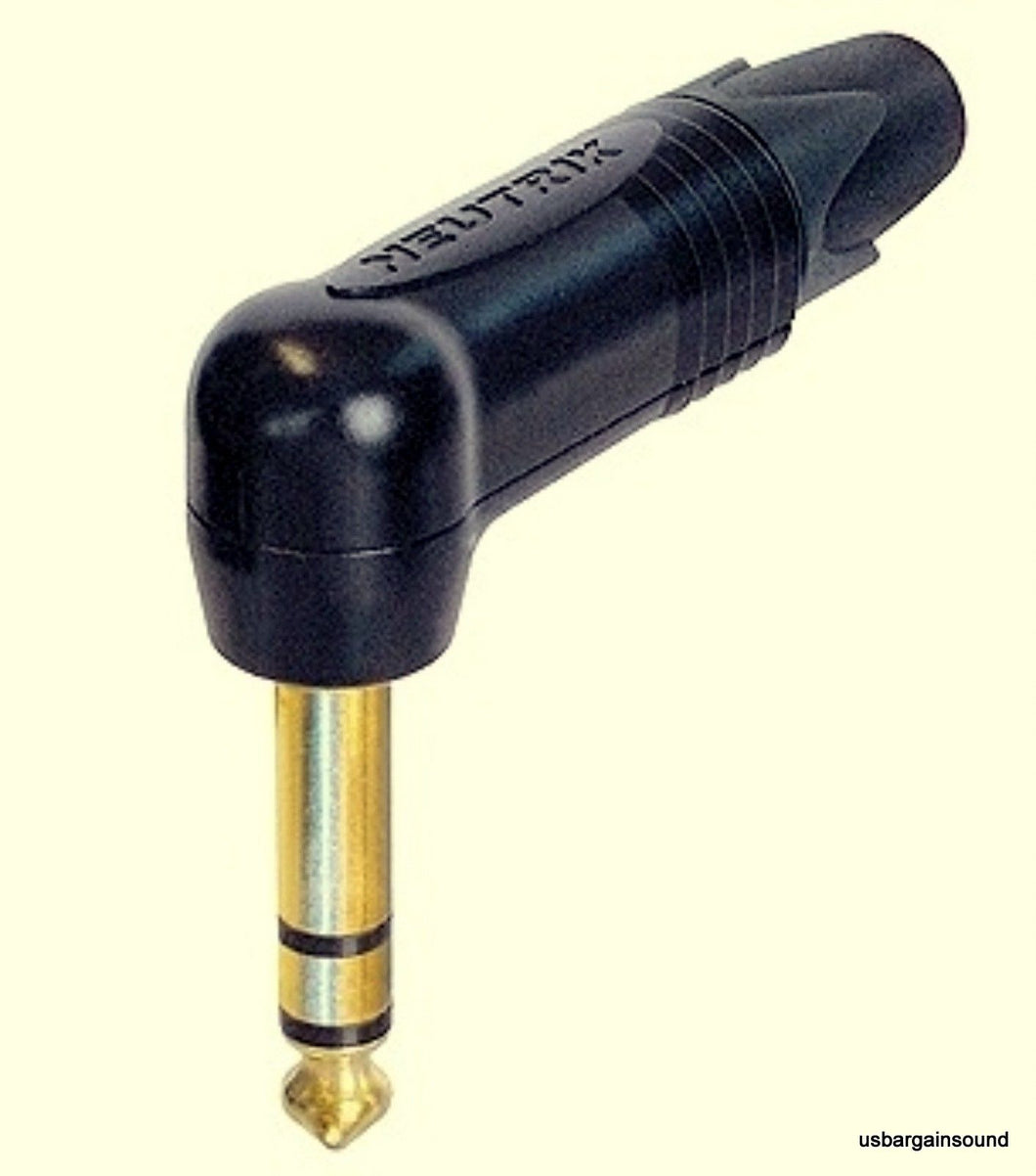 Neutrik NP3RX-B Stereo Right Angle 1/4 Inch Plug w- Gold Contacts & Black Shell
