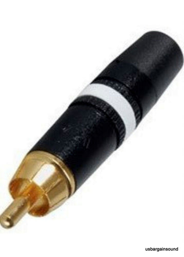 Neutrik Rean New NYS373-9 RCA Male Phono Plug Black W/ Gold Contacts, White Ring