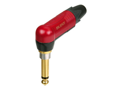 Neutrik NP2RX-AU-SILENT Right Angle Phone Plug with Gold Contacts and Red Shell