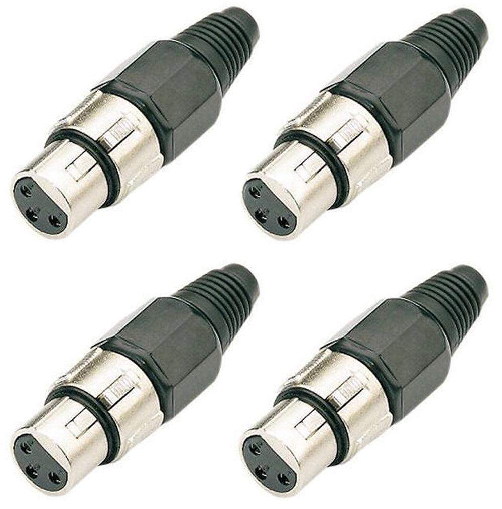 (4 Pack) Procraft PC-TX001 3 Pin Female XLR Cable End Jack Plug Mic Connector
