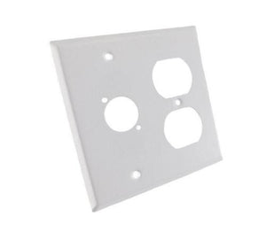 NEW ProCraft White Stainless Steel 2 Gang Wall Plate/ AC Duplex 1 XLR "D" Style