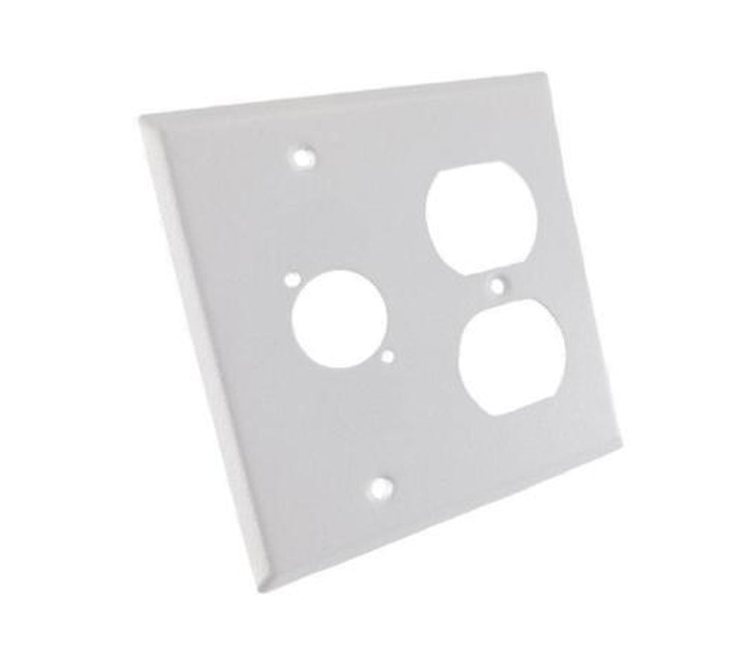 NEW ProCraft White Stainless Steel 2 Gang Wall Plate/ AC Duplex 1 XLR 